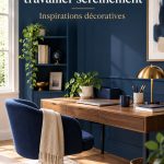 Un bureau moderne aménagé avec des éléments bleu marine