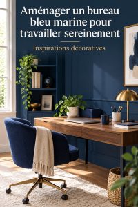 Un bureau moderne aménagé avec des éléments bleu marine