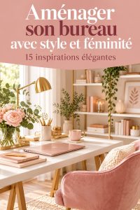 Bureau féminin élégant avec des accessoires de décoration soignés