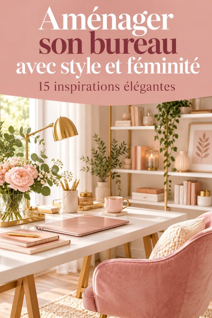 Bureau féminin élégant avec des accessoires de décoration soignés