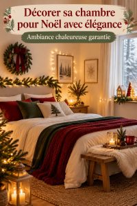 Chambre décorée pour Noël avec élégance